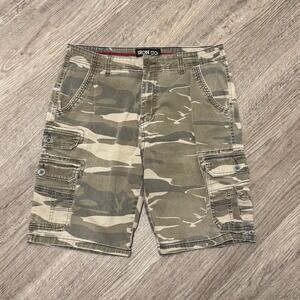 Iron Co Mens Y2K Camo Cargo Shorts Size‎ 32 Text Mud Camo 1435620S Green Brown